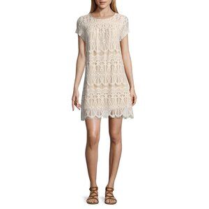 NEW Speechless Women’s XS Elegant Lace Shift Dress Cream Ivory Short Sleeve